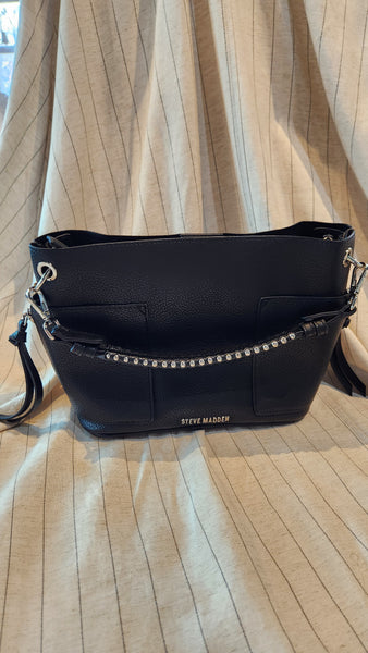 Steve Madden Black Leather Shoulder Purse