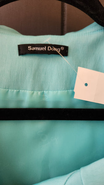 Samuel Dong Double Collar Turquoise Blazer