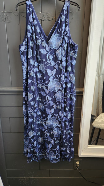 Marina Blue Floral Sleeveless Dress