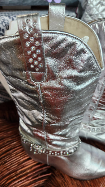 Metallic Silver Western Boots