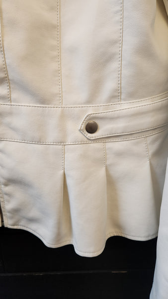 Baccini Faux White Leather Jacket