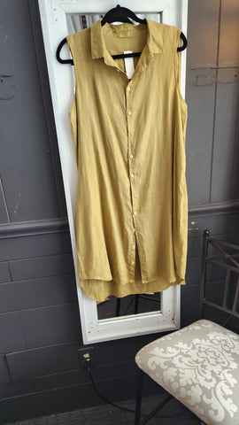 CP Shades Sleeveless Gold Linen Dress