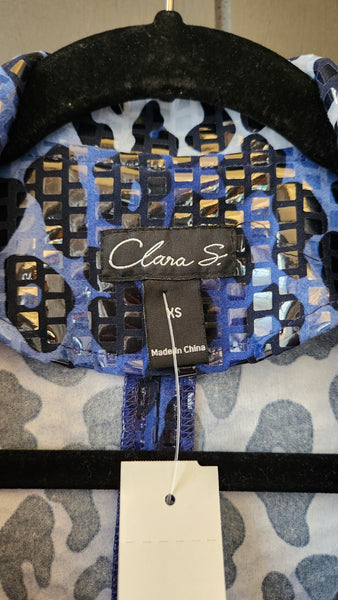 Clara S Blue Sparkle Leopard Print Blazer