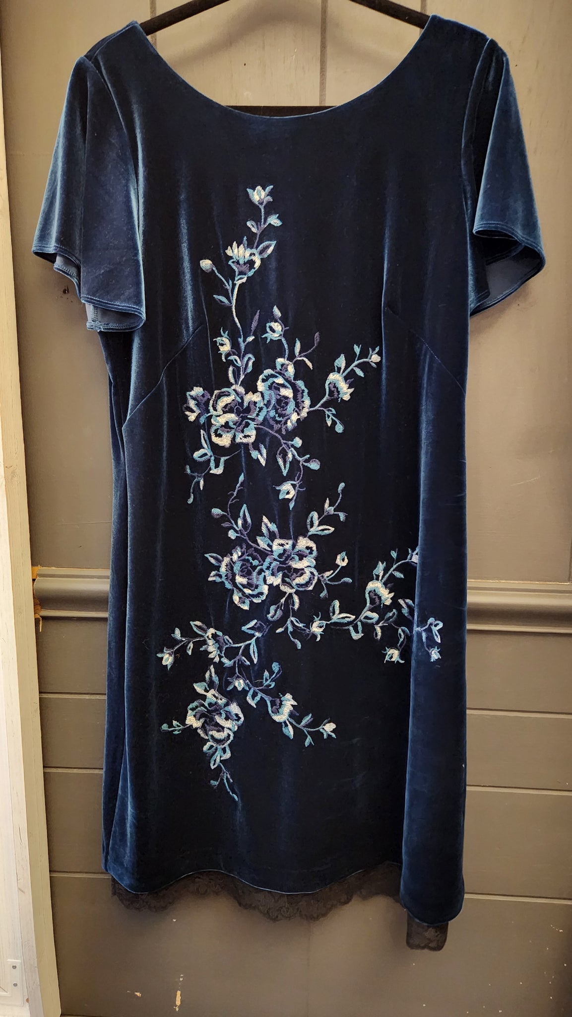 White House Black Market Teal Velvet Dress