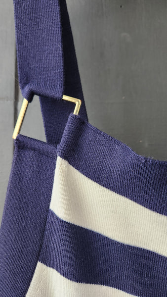 Michael Kors Knit Navy and White Stripe Knit Dress