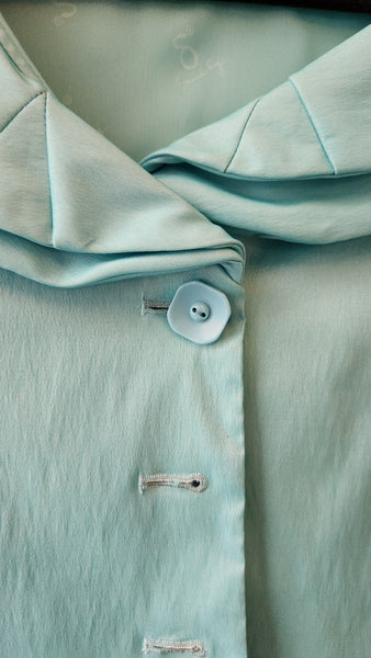 Samuel Dong Double Collar Turquoise Blazer