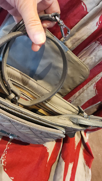Mz Wallace Quilted Taupe colored Purse
