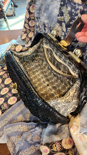 Vintage Black Wicker Purse