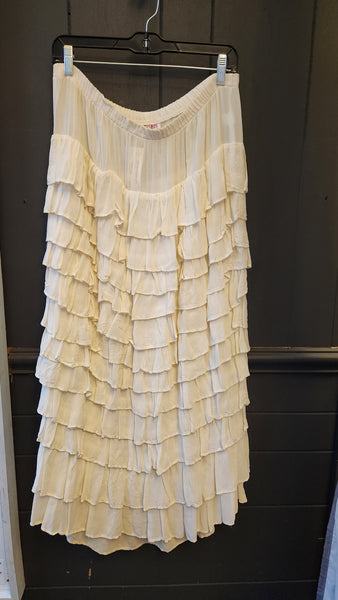 Marrika Nakk Cream Tiered Ruffle Long Skirt
