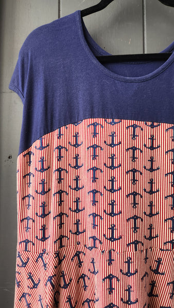 Effie's Heart Short Sleeve Navy and Red Sailor Dress