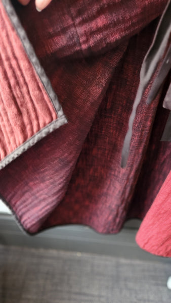 Cynthia Ashby Long Quilted Burgundy Artistic Coat