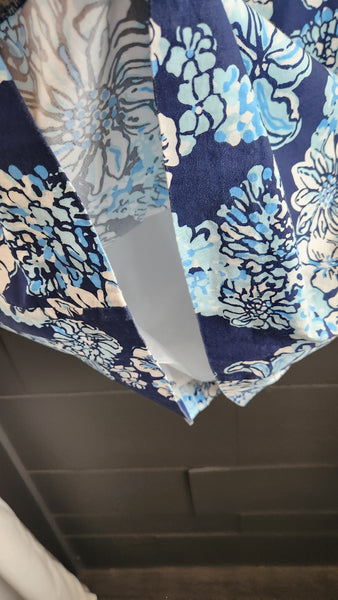 Lilly Pulitzer Sleeveless Blue Floral Cotton Dress with white trim