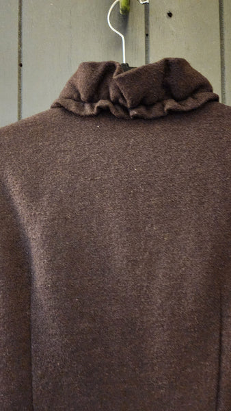 Elevenses Brown Ruffle Collar Wool Blend Blazer