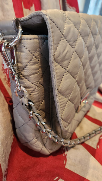 Mz Wallace Quilted Taupe colored Purse
