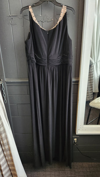 Xscape Sleeveless Sheer and Beaded Black Long Gown