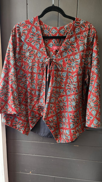 Nagada of Egypt Burgandy and Blue Cotton Short Jacket