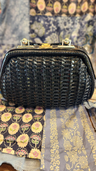 Vintage Black Wicker Purse