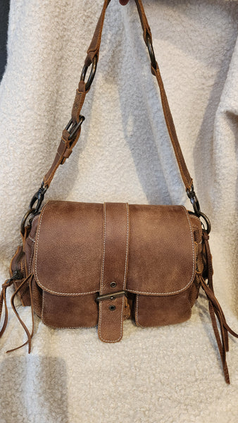 Roots Saddlebag Purse in Light Brown Leather