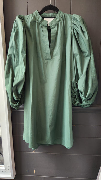 Pomander Place Emerald Green Puff Sleeve Dress