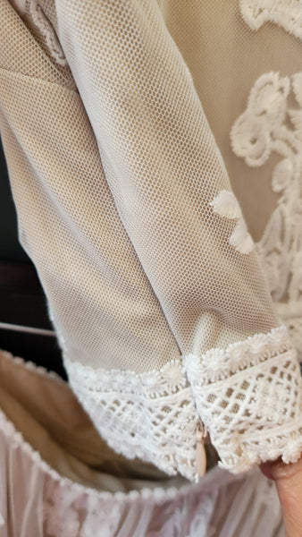 Altar'd State Long Cream Applique Floral Maxi Skirt
