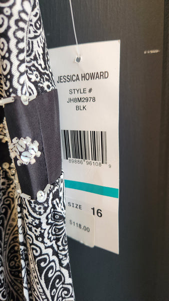Jessica Howard Black and White Sleeveless Dress