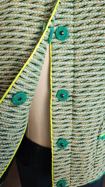 J Crew Green Fringe Trim Blazer