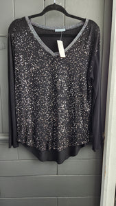 Made in Italy Top with shiny Silver Splatter