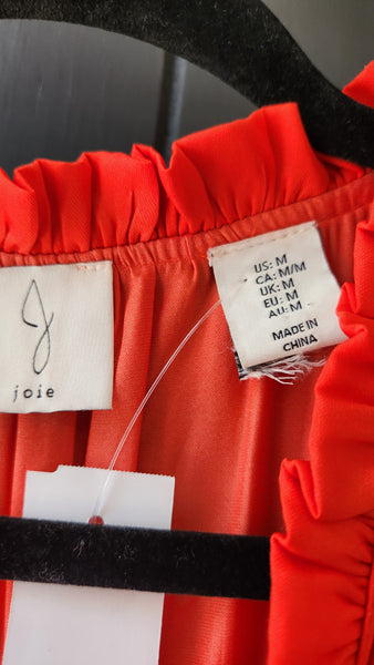 Joie Smocked Waist Bright Orange Tiered Dress