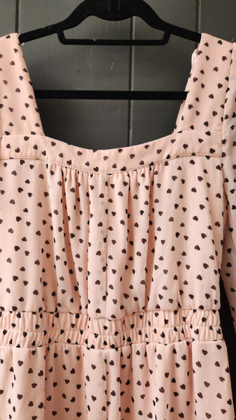 Mi Ami Pink Dress with Black Hearts