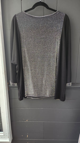Susan Graver Two Tone Silver and Black Top