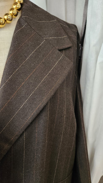 Shamask Brown Pinstripe Wool Blazer