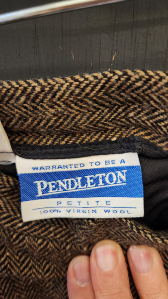 Pendleton Brown Wool Herringbone Skirt