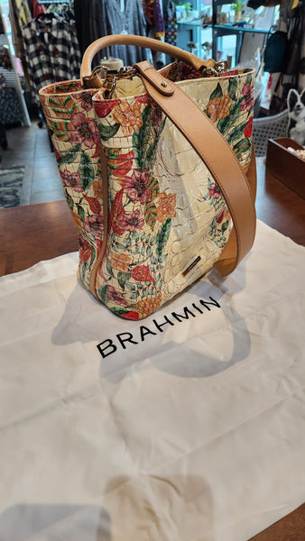 Brahmin Tropical Floral Bucket Bag