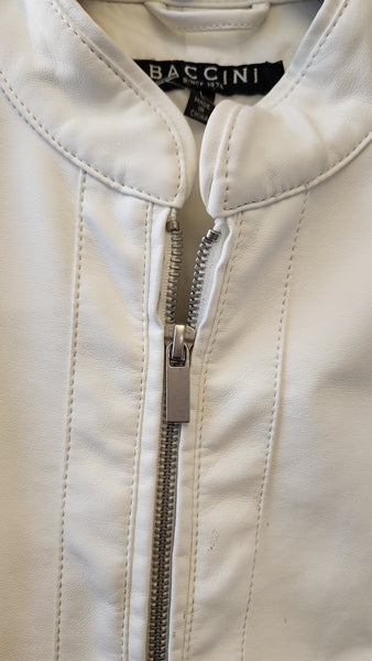 Baccini Faux White Leather Jacket
