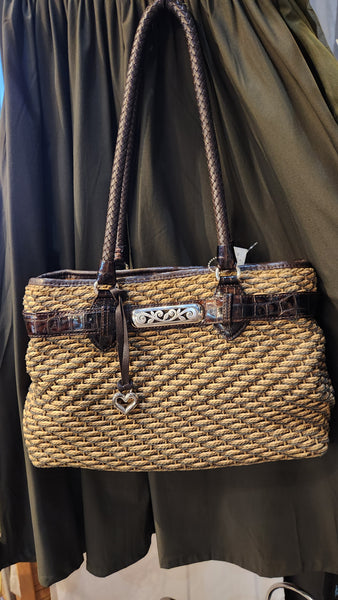 Brighton Brown and Tan Straw Purse