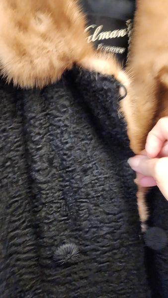 Vintage Kalman Persian Lamb Coat with Mink Collar