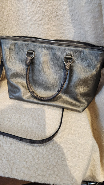 Coach Metallic Gray/ Silver  Leather EMMA Bag