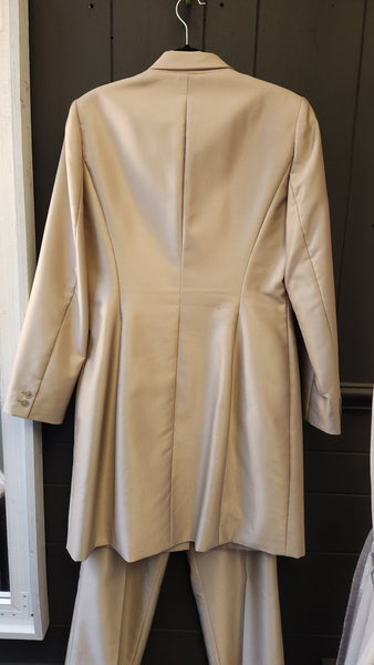 Calvin Klein Light Gold Metallic Long  Frock Coat
