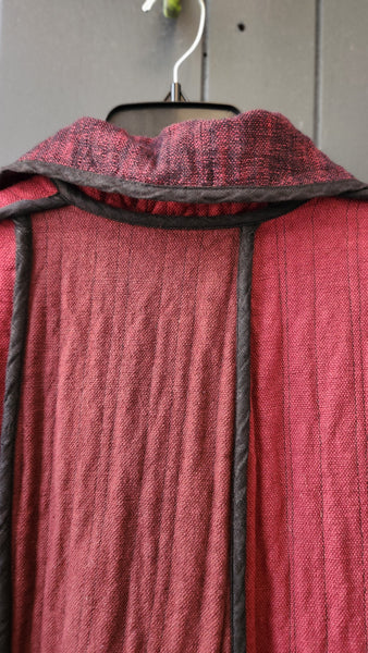 Cynthia Ashby Long Quilted Burgundy Artistic Coat