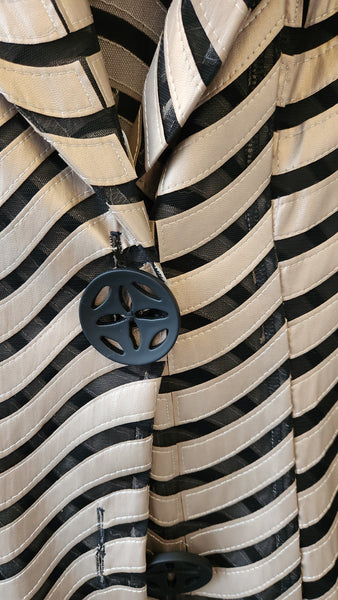 IC Shiny Taupe and Mesh Black Striped Blazer