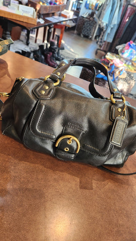 Coach Black Leather Purse with Gold Metal Details