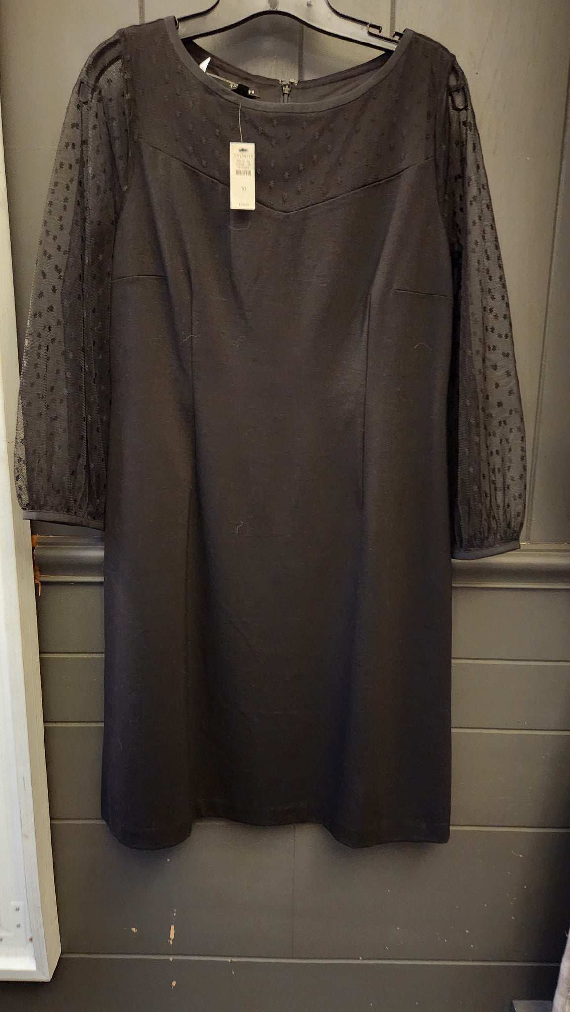 Talbots Sheer Long Sleeve Black Dress