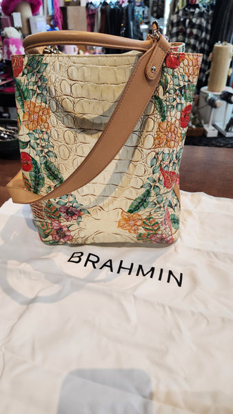 Brahmin Tropical Floral Bucket Bag