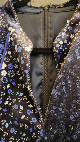 Elie Tahari Arabella Piped Floral Velvet Dress