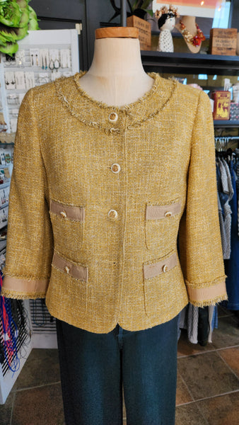 Talbots Gold Fringe Trim Blazer