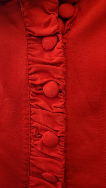 INC Red Ruffle Trim Blazer