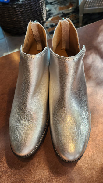 Lands End Leather Metallic Silver Ankle Boots