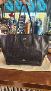 Coach Vintage Tote Bag in Black Alligator Embossed Leather