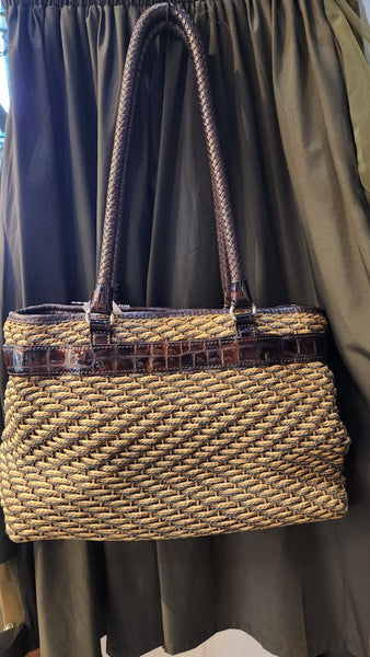 Brighton Brown and Tan Straw Purse