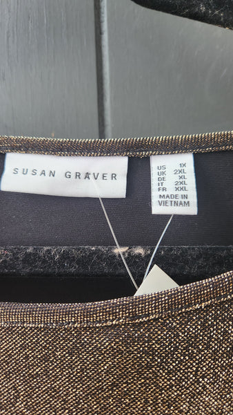 Susan Graver Two Tone Black and Gold Top